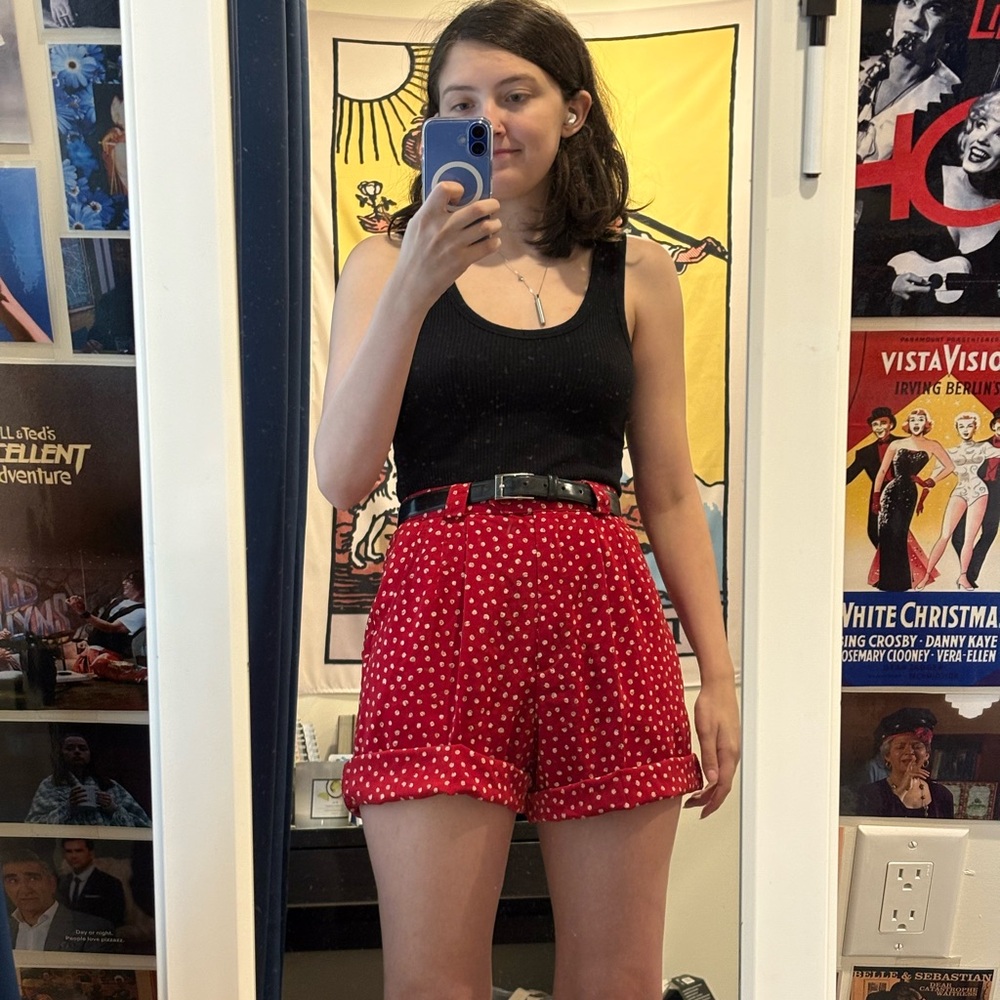Chic Red Polka Dot High Waist Women's Shorts